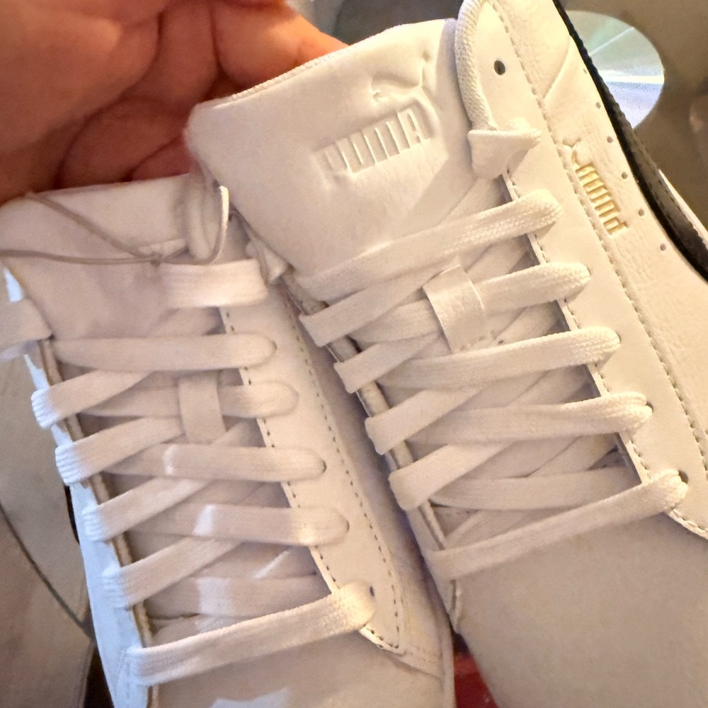 Puma White Athletic Shoes with Black Accents - Picture 11 of 12